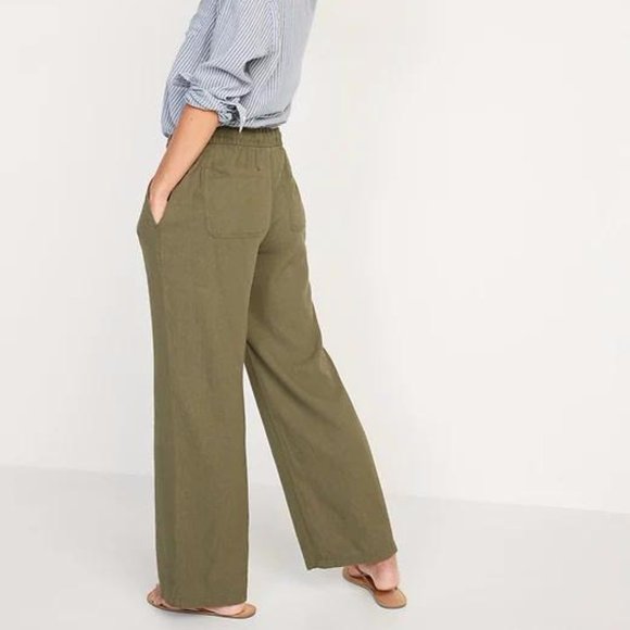 Old Navy High-Waisted Wide-Leg Linen-Blend Pants for Women New - Picture 4 of 8